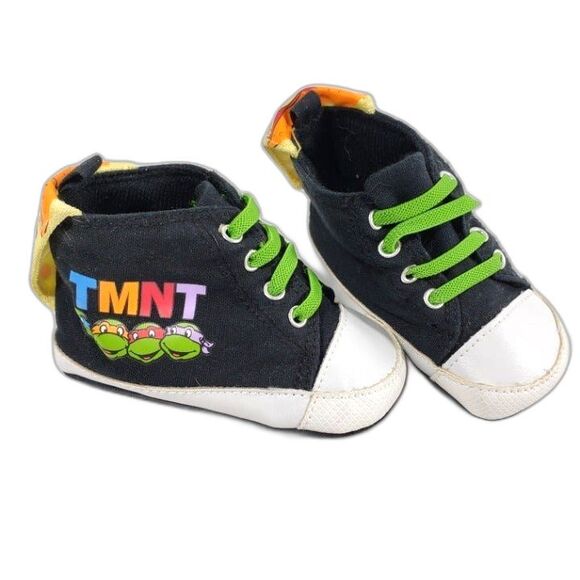 Teenage Mutant Ninja Turtles Baby Shoes Viacom Hi Top Tennis Black Size 9-12 Mo. - Picture 1 of 9
